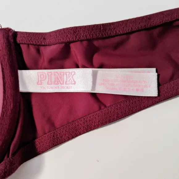 PINK Victoria's Secret  Burgundy Wear Everywhere Push Up Bra 32C - Picture 4 of 4